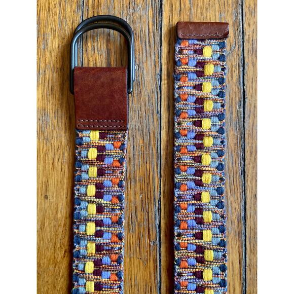 Colorful Fabric Belt w/Leather Trim Womens sz S - Picture 6 of 10